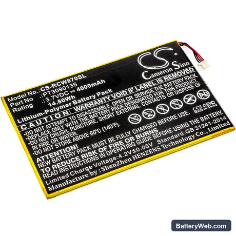 RCA Galileo Pro 11.5" Replacement Battery, 3.7V, 4000mAh, Li-Polymer 1
