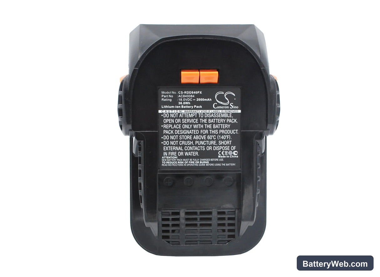 Ridgid 130383001 Replacement Battery, 18V, 2000mAh, Li-ion 5
