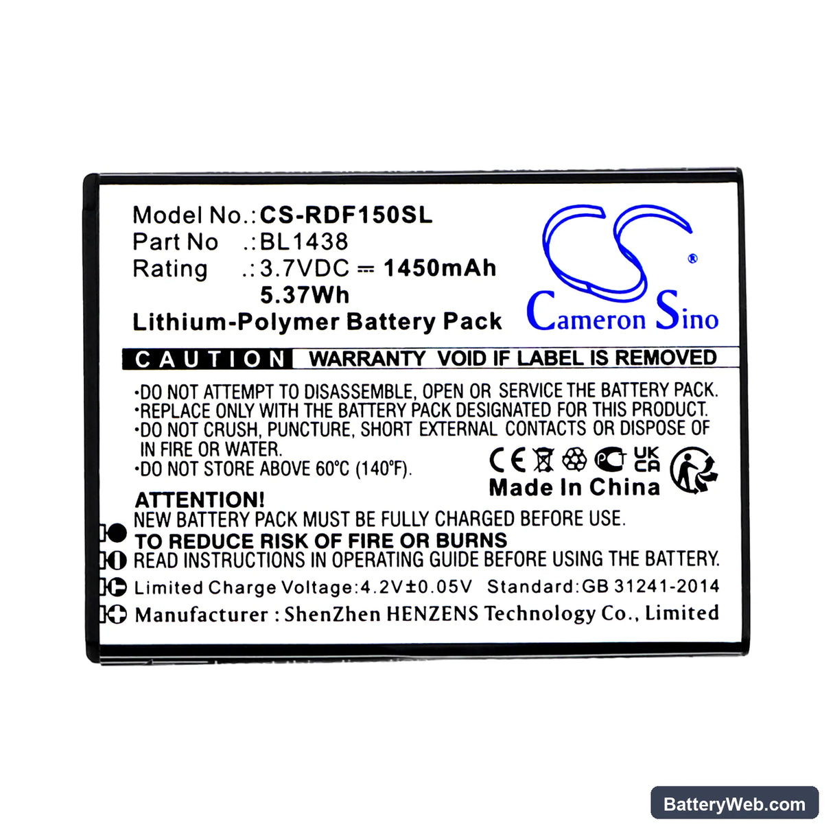 R3Di Bright Flip Replacement Battery, 3.7V, 1450mAh, Li-Polymer 3