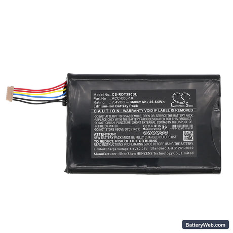 DT Research DT390 Replacement Battery, 7.4V, 3600mAh, Li-ion 3