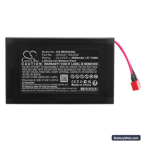 Razor RipStik Electric Caster Board Scooter Replacement Battery, 22.2V, 2600mAh, Li-ion 3