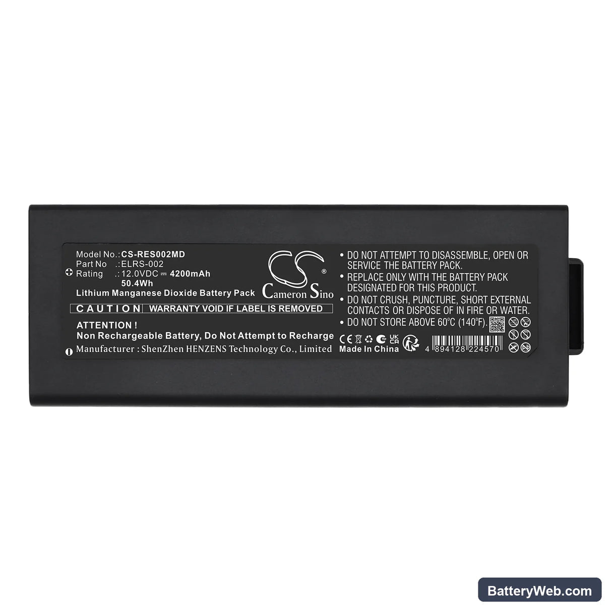 Progetti Rescue Sam Defibrillator Replacement Battery, 12V, 4200mAh, Li-MnO2 5