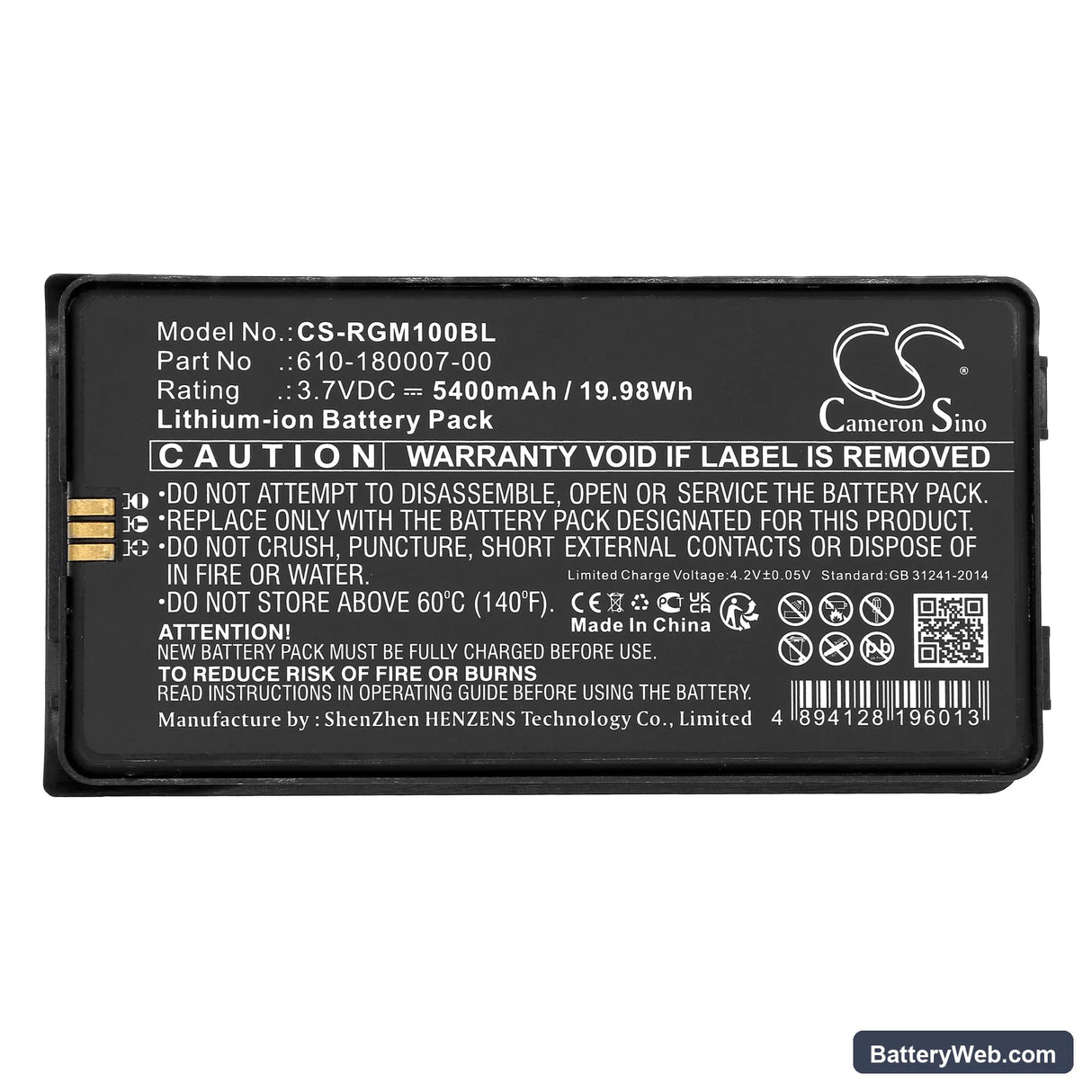 RGIS RM-1 Replacement Battery, 3.7V, 5400mAh, Li-ion 5