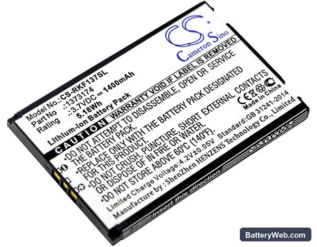Renkforce 1373174 Replacement Battery, 3.7V, 1400mAh, Li-ion 1
