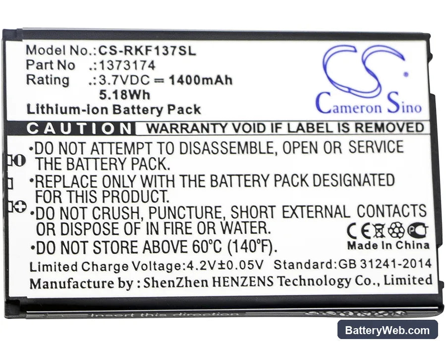 Renkforce 1373174 Replacement Battery, 3.7V, 1400mAh, Li-ion 5