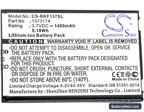 Renkforce 1373174 Replacement Battery, 3.7V, 1400mAh, Li-ion 5