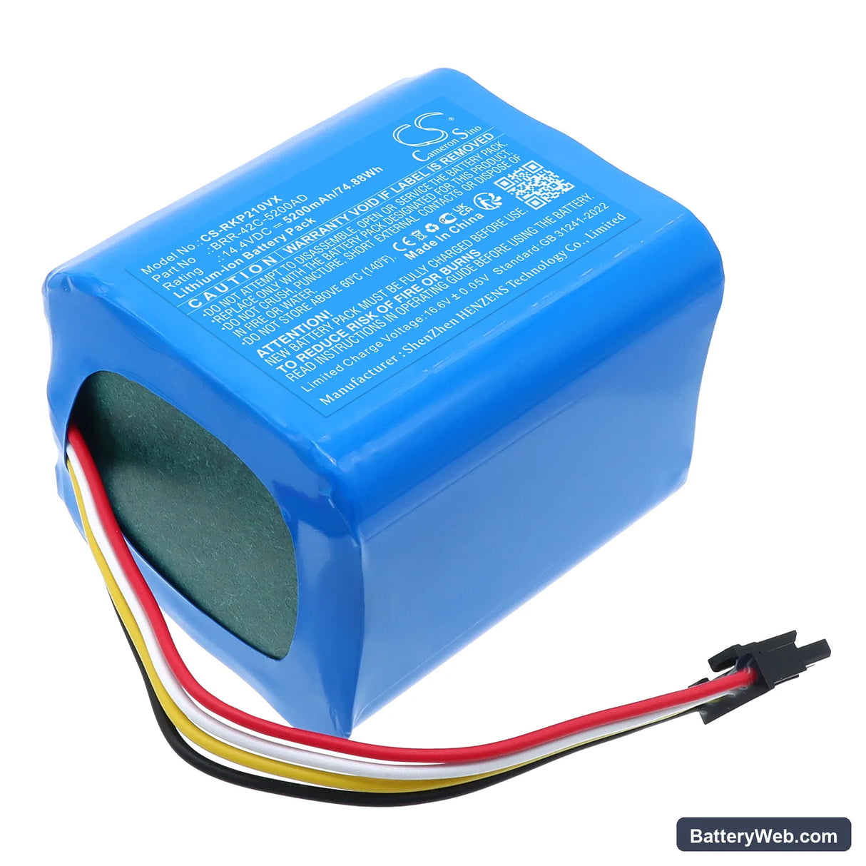 Roborock P20 Pro Replacement Battery, 14.4V, 5200mAh, Li-ion 1