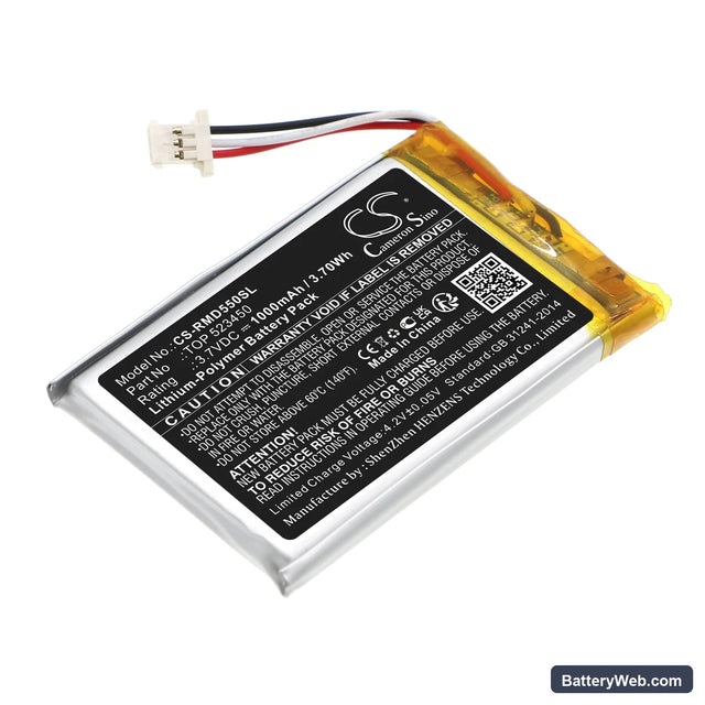 Rand McNally TND-550 Replacement Battery, 3.7V, 1000mAh, Li-Polymer 1