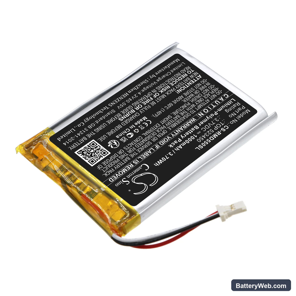 Rand McNally TND-550 Replacement Battery, 3.7V, 1000mAh, Li-Polymer 2