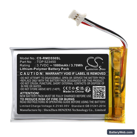 Rand McNally TND-550 Replacement Battery, 3.7V, 1000mAh, Li-Polymer 3