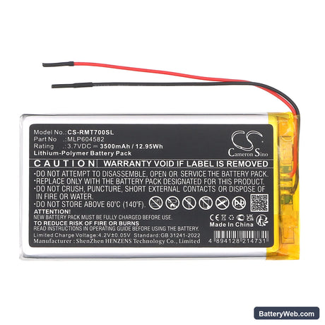 Rand McNally TND-70 Replacement Battery, 3.7V, 3500mAh, Li-Polymer 3