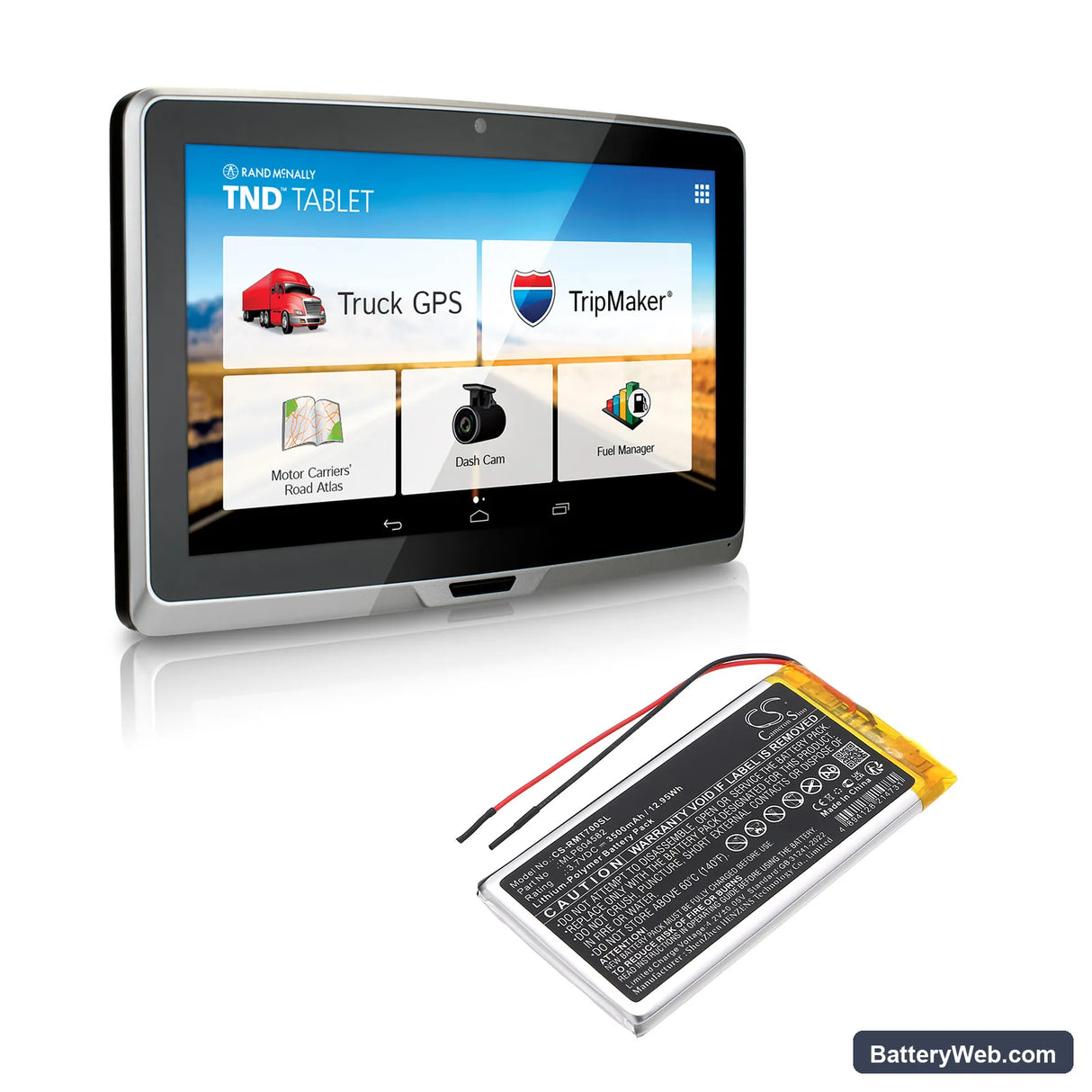 Rand McNally TND-70 Replacement Battery, 3.7V, 3500mAh, Li-Polymer 5