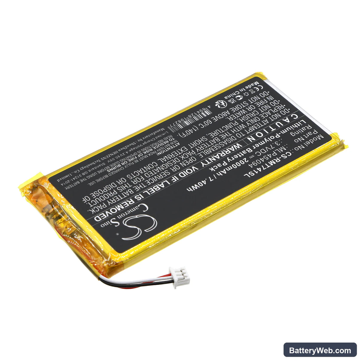 Rand McNally TND-740C Replacement Battery, 3.7V, 2000mAh, Li-Polymer 2