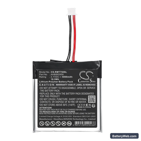 Rand McNally TND-750 Replacement Battery, 3.7V, 5000mAh, Li-Polymer 3
