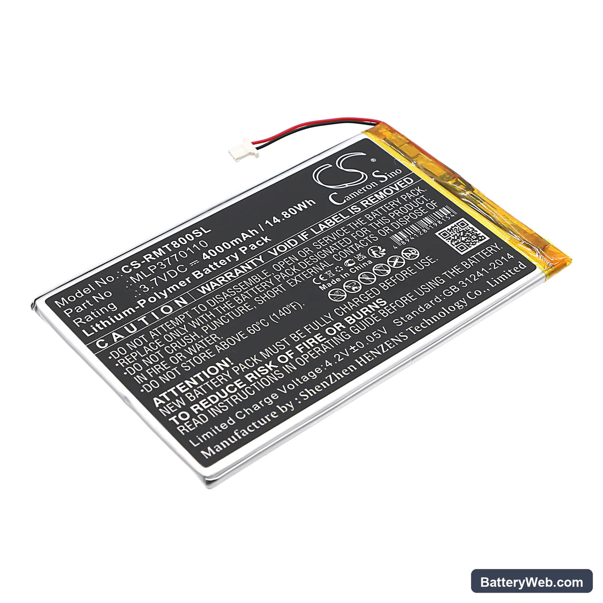 Rand McNally TND-T80B Replacement Battery, 3.7V, 4000mAh, Li-Polymer 1