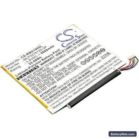 Verizon Ellipsis 10 Replacement Battery, 3.8V, 6600mAh, Li-Polymer 1