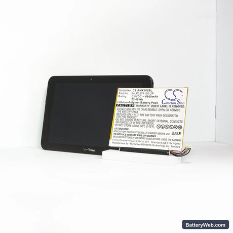 Verizon Ellipsis 10 Replacement Battery, 3.8V, 6600mAh, Li-Polymer 7