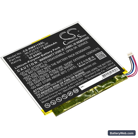 Verizon Ellipsis 10 HD Replacement Battery, 3.85V, 8000mAh, Li-Polymer 1