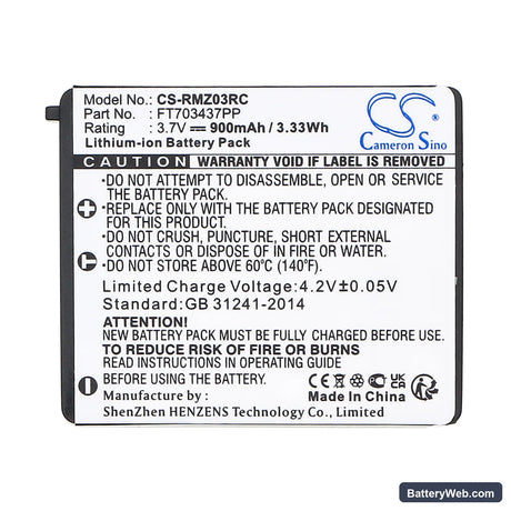 Razer RC03-001201 Replacement Battery, 3.7V, 900mAh, Li-ion 3