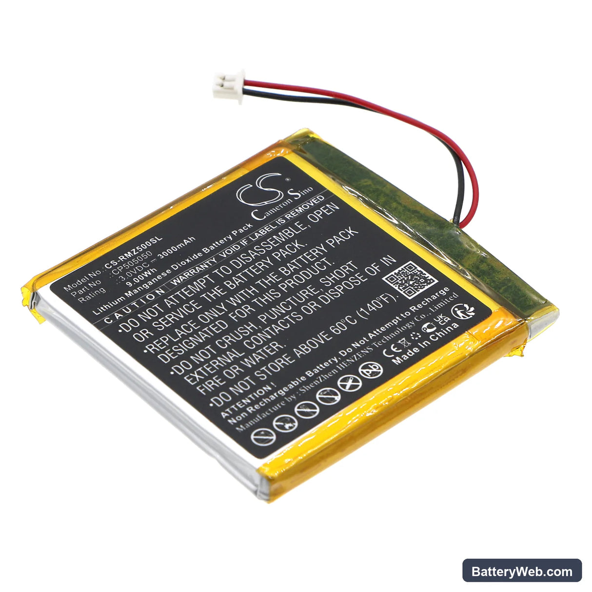 ROOMZ room sensor Replacement Battery, 3V, 3000mAh, Li-MnO2 1