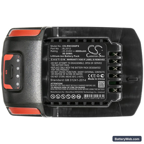 Ingersoll Rand IQV20 Replacement Battery, 20V, 4000mAh, Li-ion 3