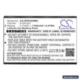 Rainin E4 pipette Replacement Battery, 3.7V, 1100mAh, Li-ion 3