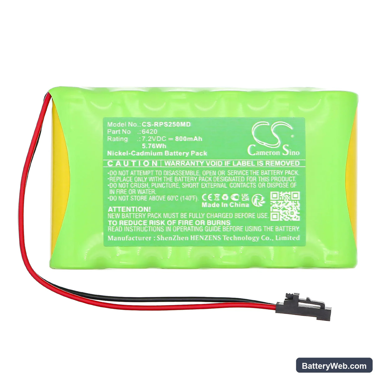 Respironics 2500 Smart Recorder Replacement Battery, 7.2V, 800mAh, Ni-CD 3