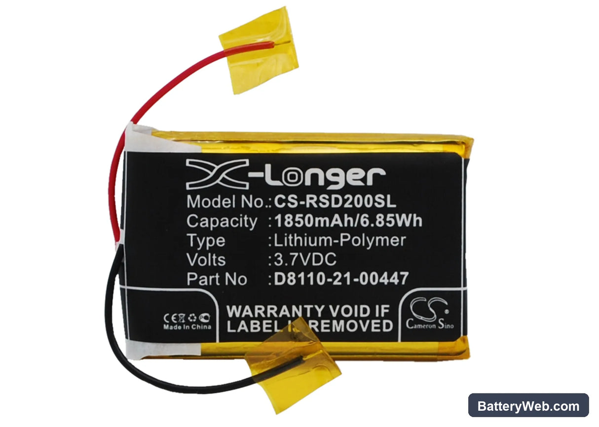 Roberts Sports Dab2 Replacement Battery, 3.7V, 1850mAh, Li-Polymer 1