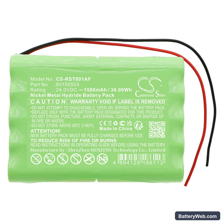 Record 80100503 Replacement Battery, 24V, 1500mAh, Ni-MH 3