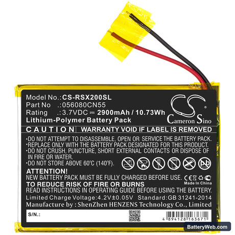 Oregon Scientific Meep Replacement Battery, 3.7V, 2900mAh, Li-Polymer 3