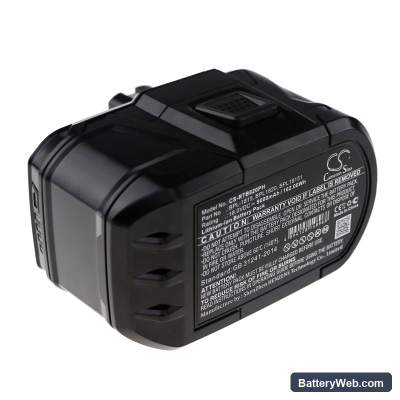 Ryobi ZRP813 Replacement Battery, 18V, 9000mAh, Li-ion 3