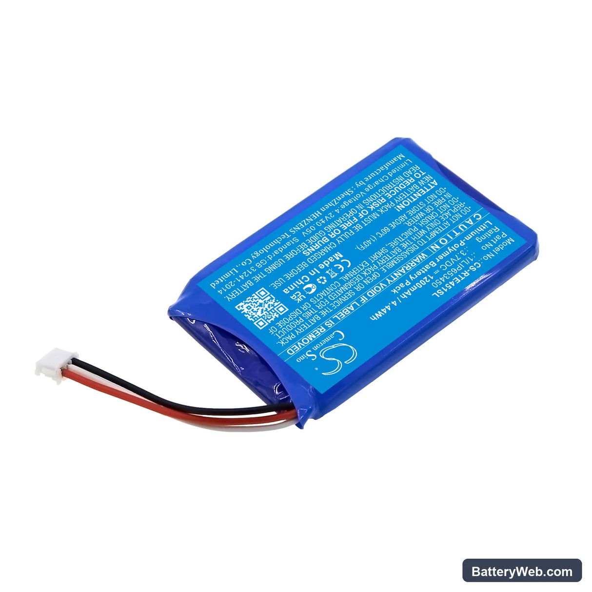 Range Rover Touchscreen Rear Entertainment Remote Replacement Battery, 3.7V, 1200mAh, Li-Polymer 2