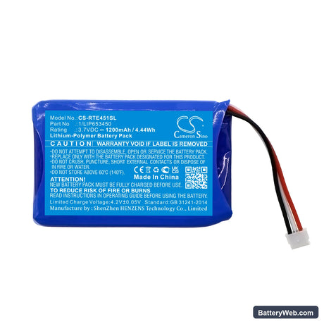 Range Rover Touchscreen Rear Entertainment Remote Replacement Battery, 3.7V, 1200mAh, Li-Polymer 3