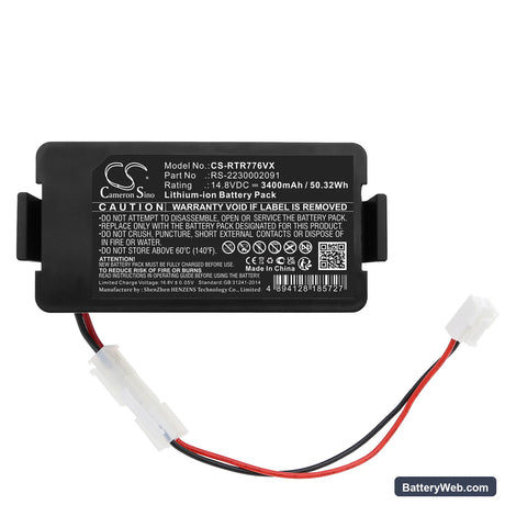 Tefal RG 7765 WH Replacement Battery, 14.8V, 3400mAh, Li-ion 3