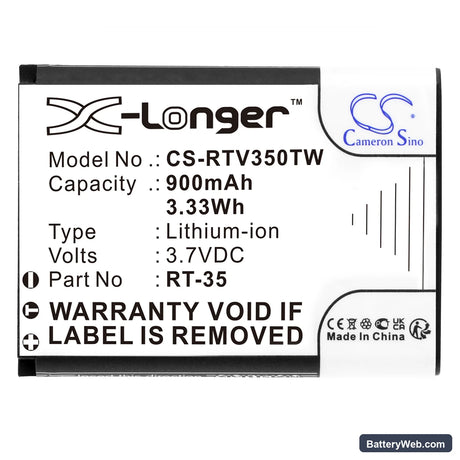 Retevis RT35 Replacement Battery, 3.7V, 900mAh, Li-ion 3