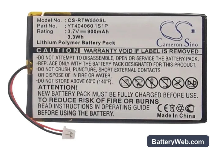 RightWay 550 Replacement Battery, 3.7V, 900mAh, Li-Polymer 6