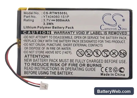 RightWay 550 Replacement Battery, 3.7V, 900mAh, Li-Polymer 6