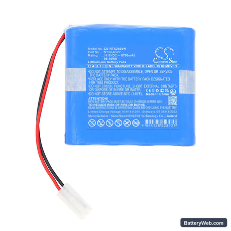 Rowenta RR9695WH Replacement Battery, 14.8V, 6700mAh, Li-ion 3