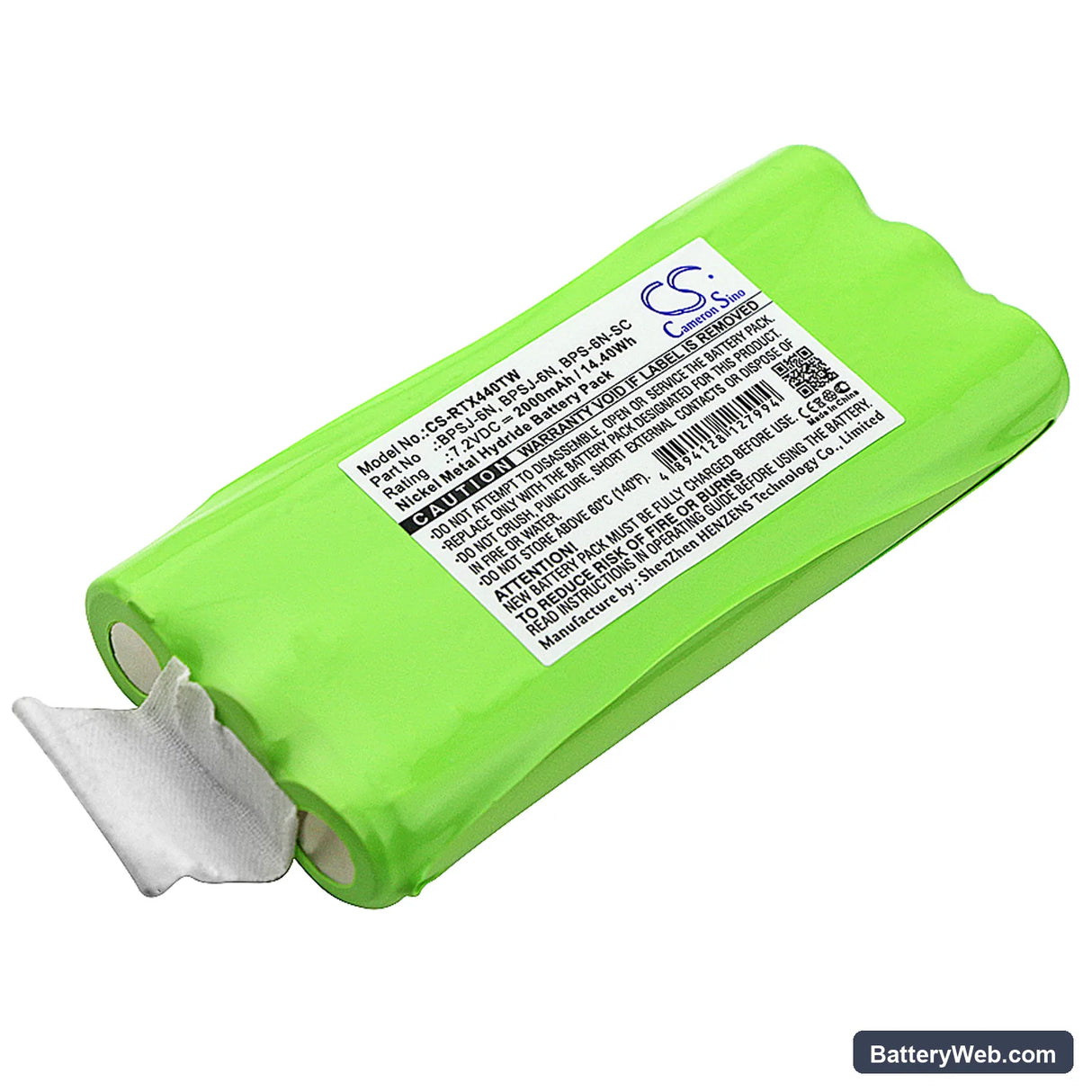 Ritron JMX 441D Replacement Battery, 7.2V, 2000mAh, Ni-MH 1