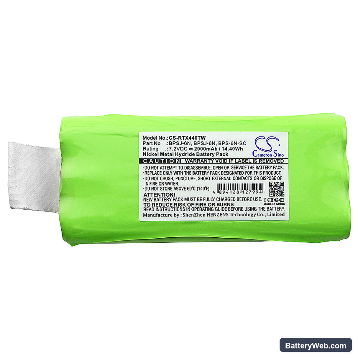 Ritron JMX 441D Replacement Battery, 7.2V, 2000mAh, Ni-MH 5