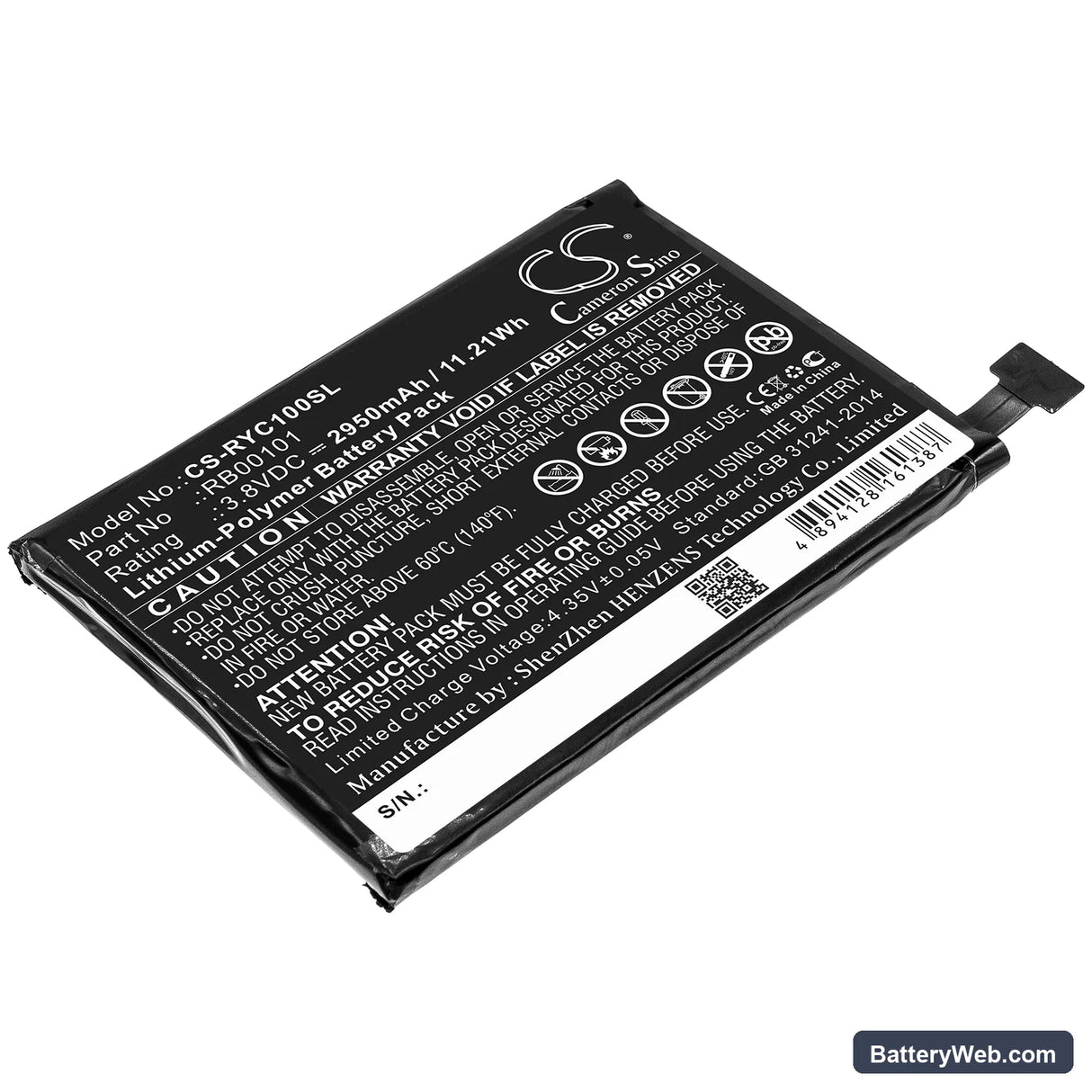 Ray Enterprises Ray Super Remote Replacement Battery, 3.8V, 2950mAh, Li-Polymer 1