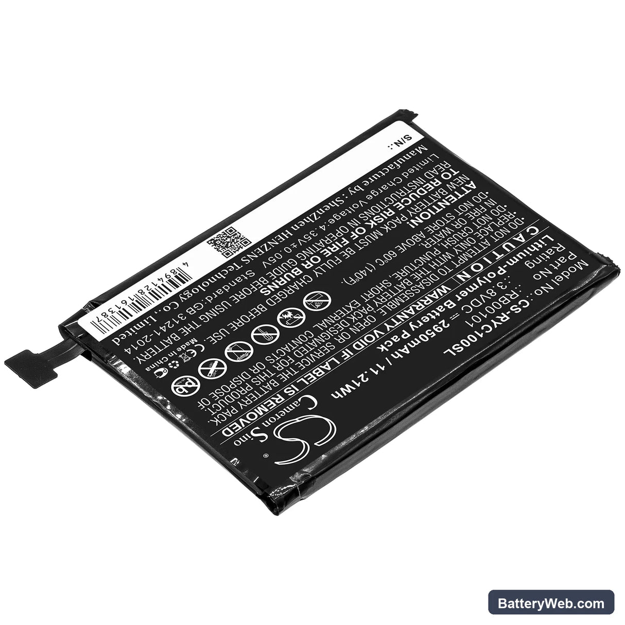 Ray Enterprises Ray Super Remote Replacement Battery, 3.8V, 2950mAh, Li-Polymer 2