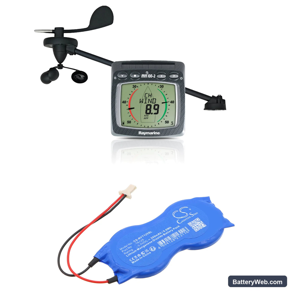 Raymarine Micronet Wind Transmitter Replacement Battery, 3V, 200mAh, Li-MnO2 6