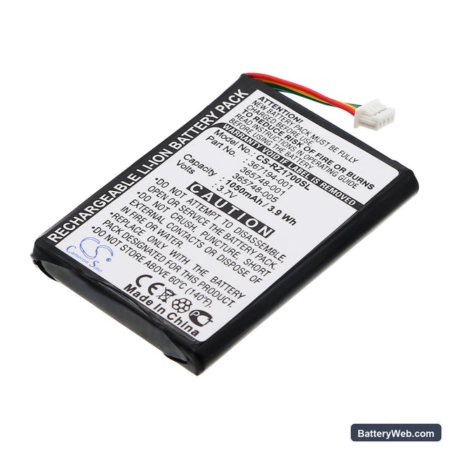 HP iPAQ RZ1700 Replacement Battery, 3.7V, 1050mAh, Li-ion 1