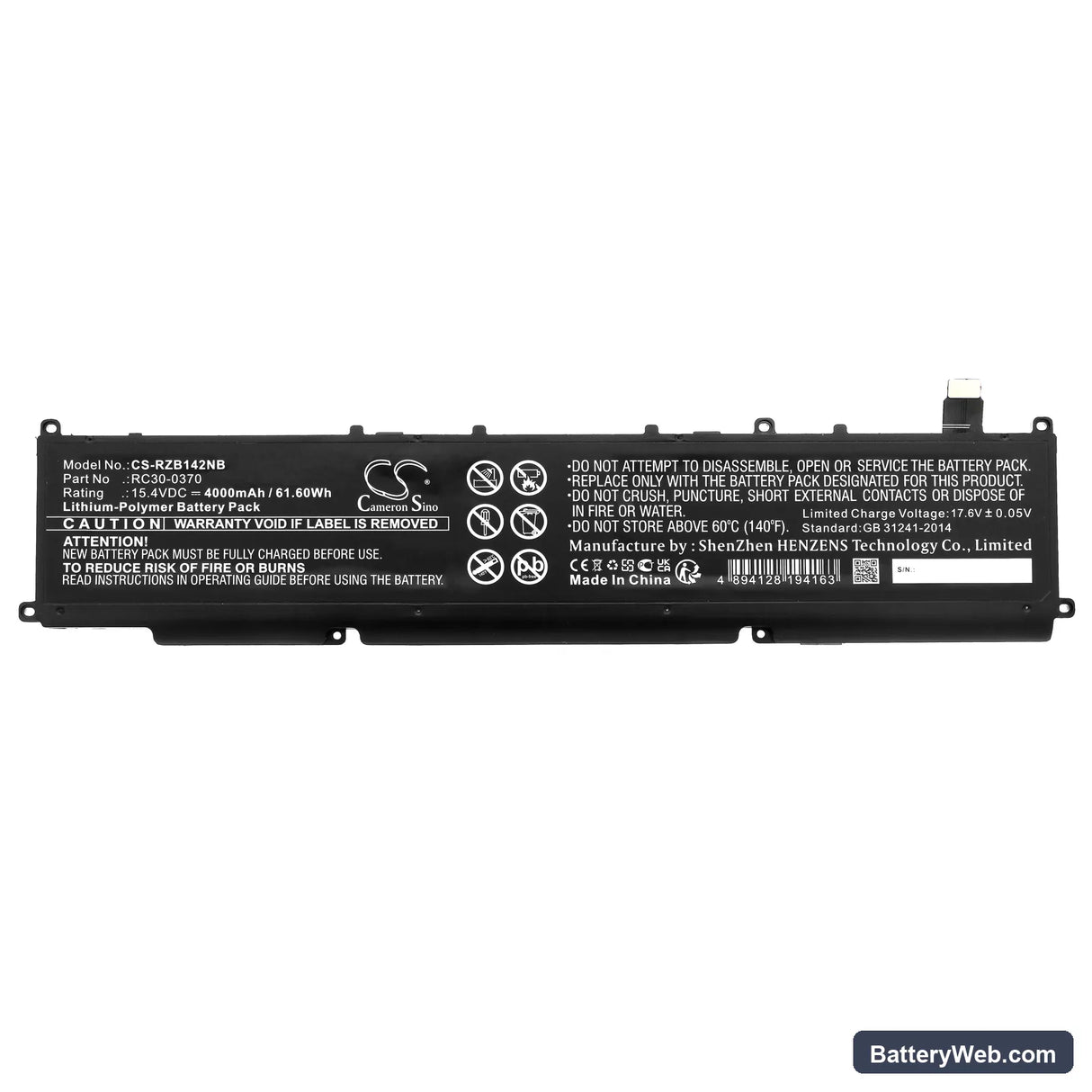 Razer Blade 14 2021 Replacement Battery, 15.4V, 4000mAh, Li-Polymer 3