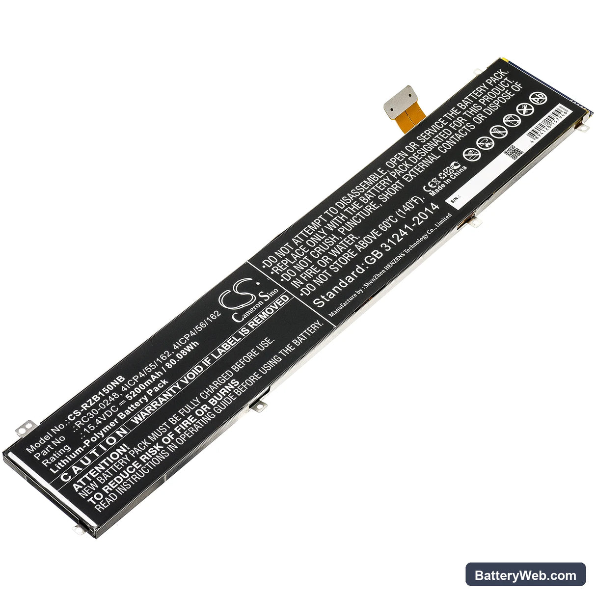 Razer Blade 15 2018 512GB 144Hz Replacement Battery, 15.4V, 5200mAh, Li-Polymer 1