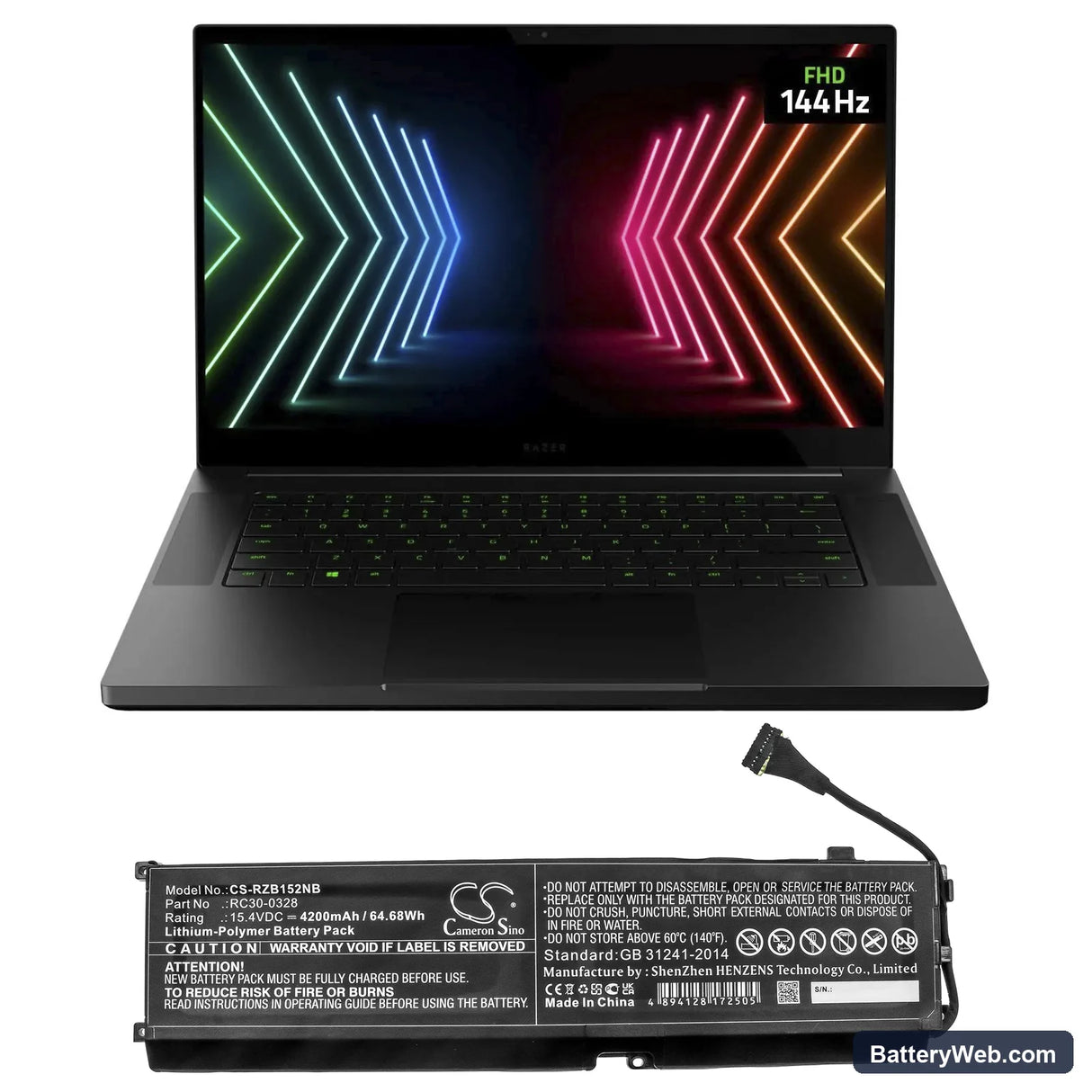 Razer Blade 15 2020 Replacement Battery, 15.4V, 4200mAh, Li-Polymer 5