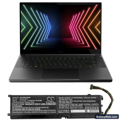 Razer Blade 15 Base Replacement Battery, 15.4V, 4150mAh, Li-Polymer 5