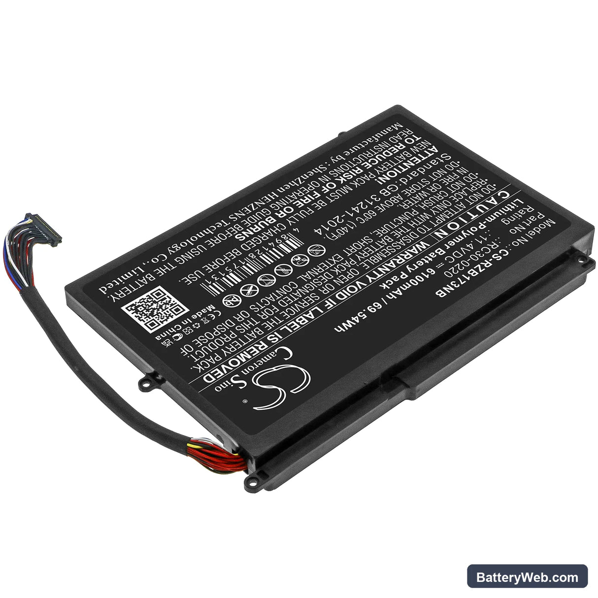 Razer Blade Pro GTX 1060 Replacement Battery, 11.4V, 6100mAh, Li-Polymer 2