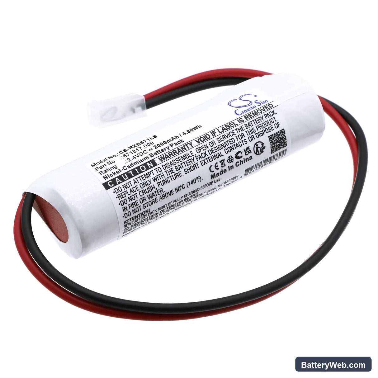 BST 275600 Replacement Battery, 2.4V, 2000mAh, Ni-CD 1